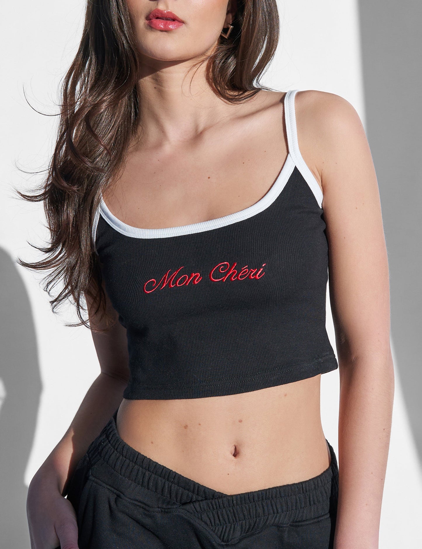 Kaiia Mon Cheri Rib Vest Top Black