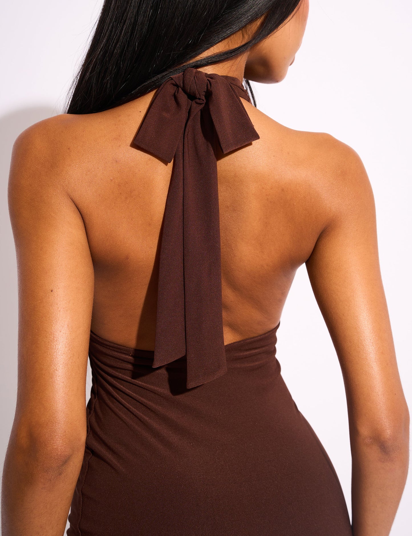 Tie Back Mini Dress Chocolate