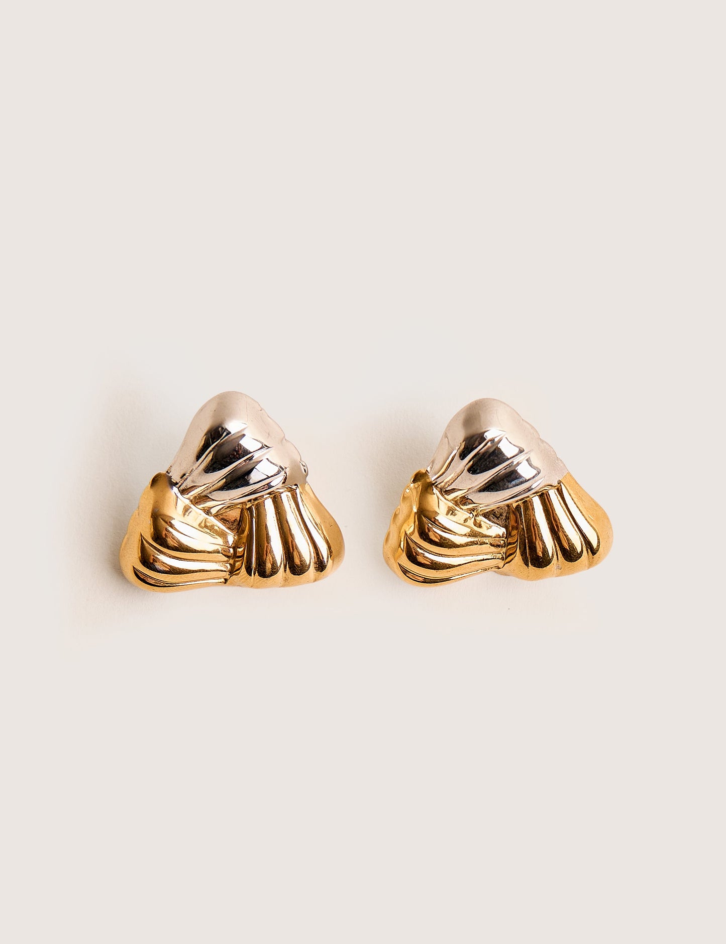 Mixed Metal Triangular Studs Silver & Gold