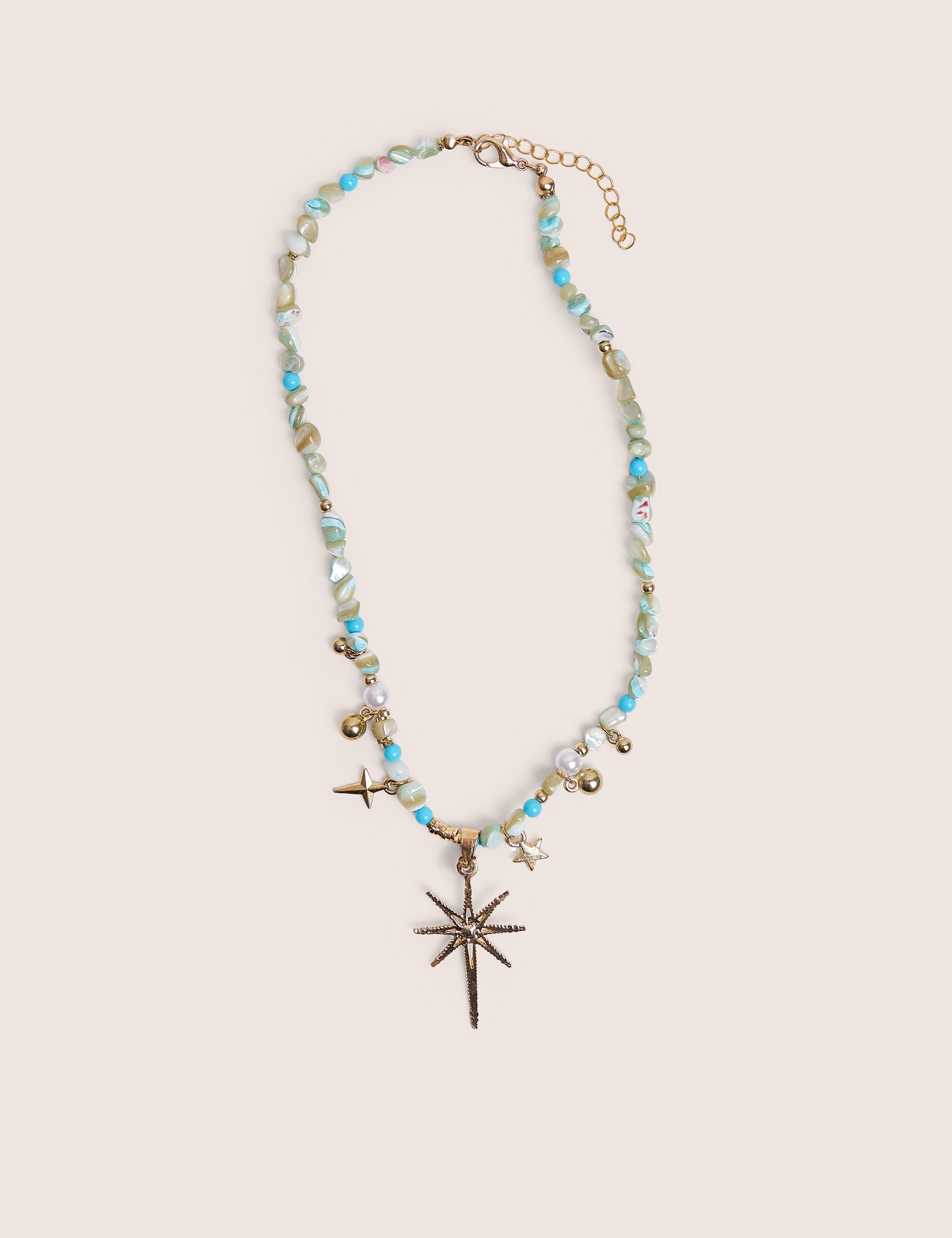 Blue Beaded Star Embellished Necklace