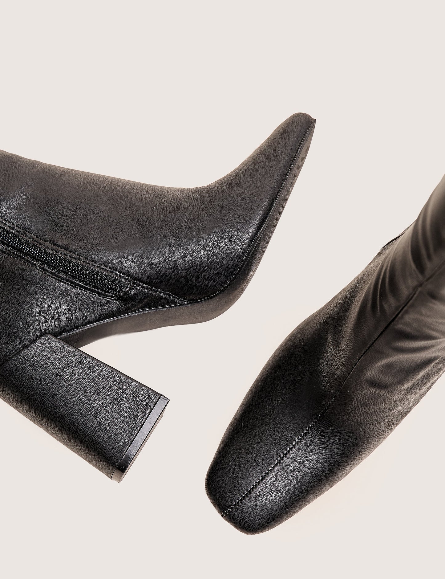Apology Wide Fit Black Pu Knee High Block Heel Boots