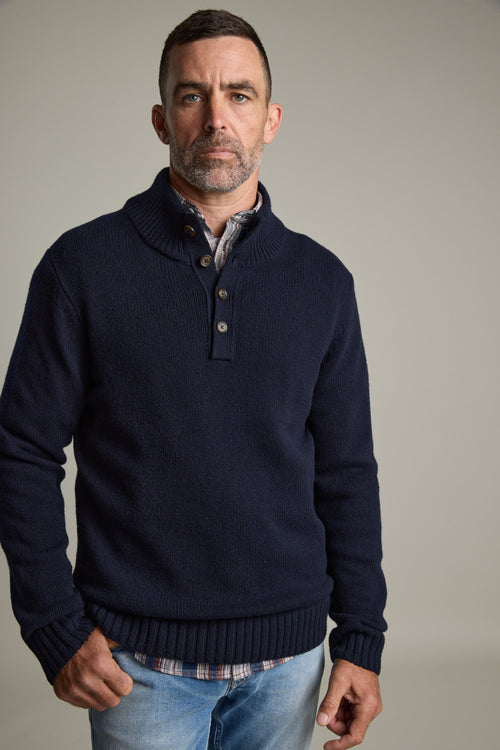 Redford Woollen Half Button Sweater