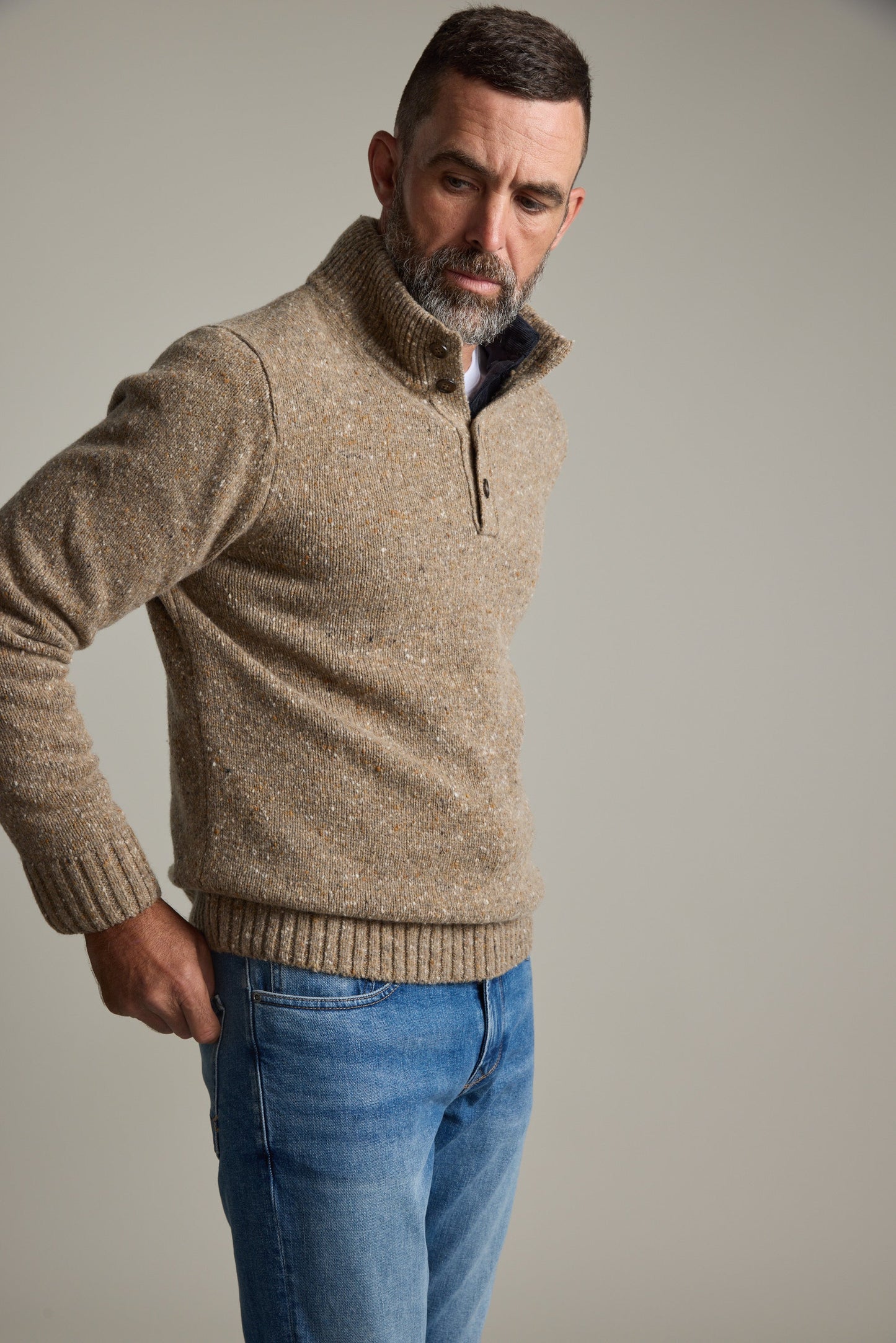 Redford Woollen Half Button Sweater