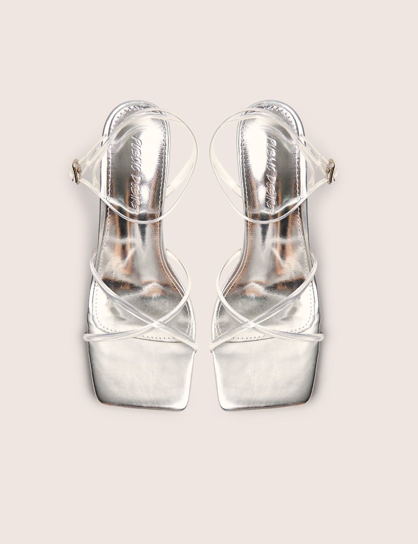 Bree Silver Perspex Barley There Square Toe Mid Stiletto Heels