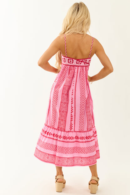 Bubblegum Abstract Print Sleeveless Midi Dress