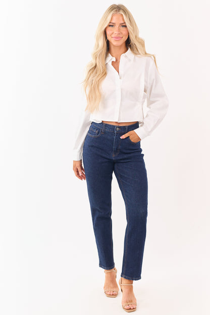 Cello Dark Wash Stretchy Straight Leg Jeans