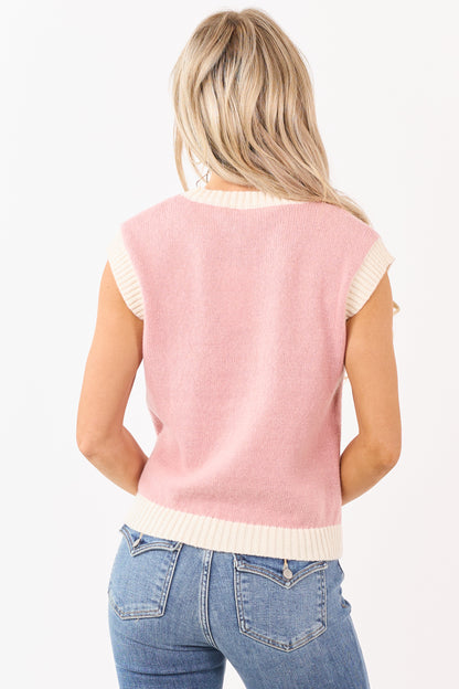 Cherry Blossom Horseshoe Graphic Sweater Vest