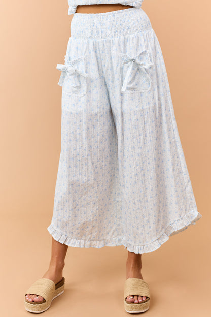Cornflower Cotton Floral Tank Top and Pants Set