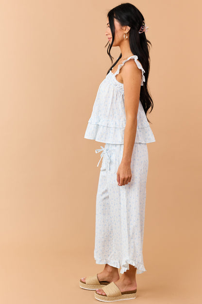 Cornflower Cotton Floral Tank Top and Pants Set