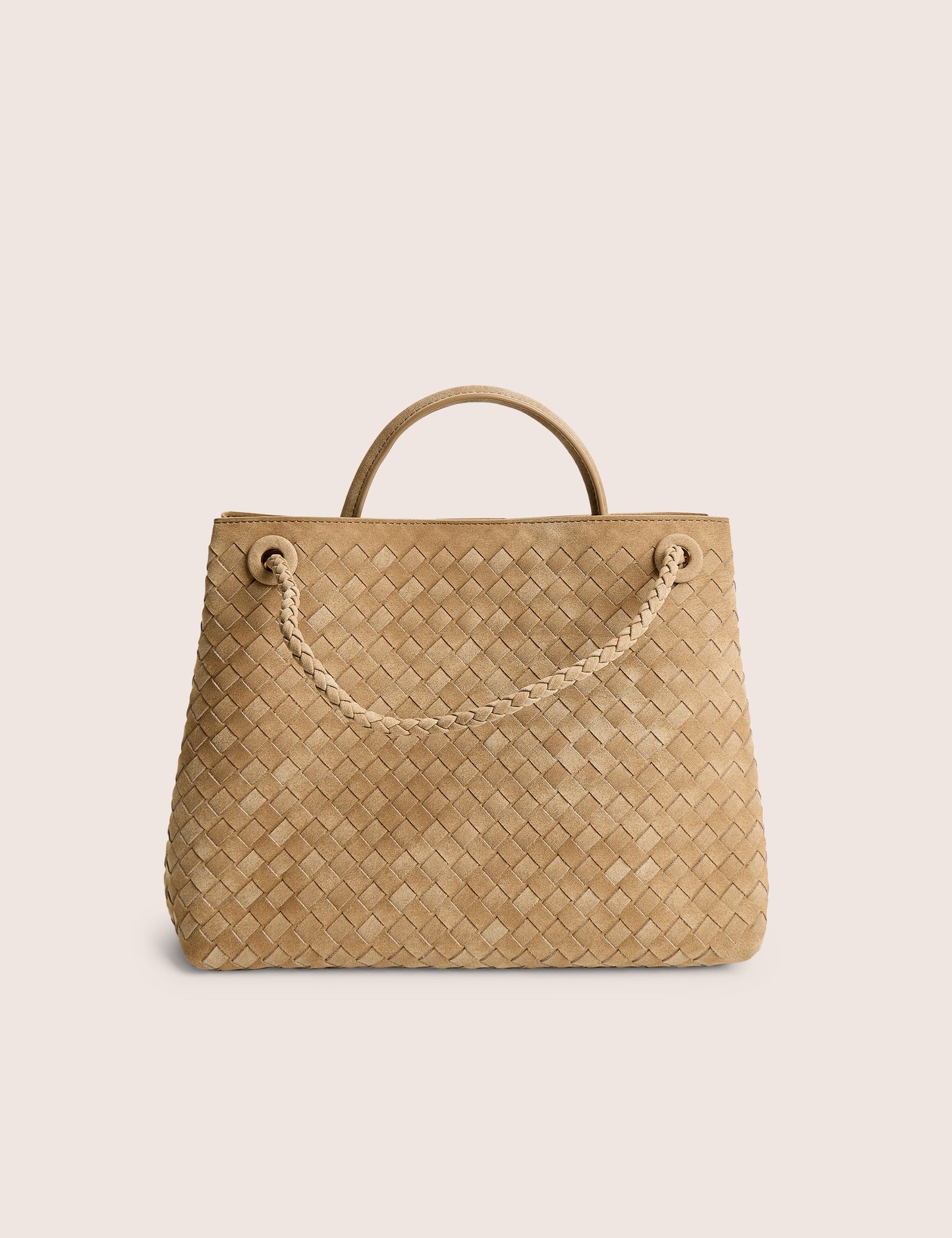 The Daria Beige Suedette Weave Medium Tote Bag