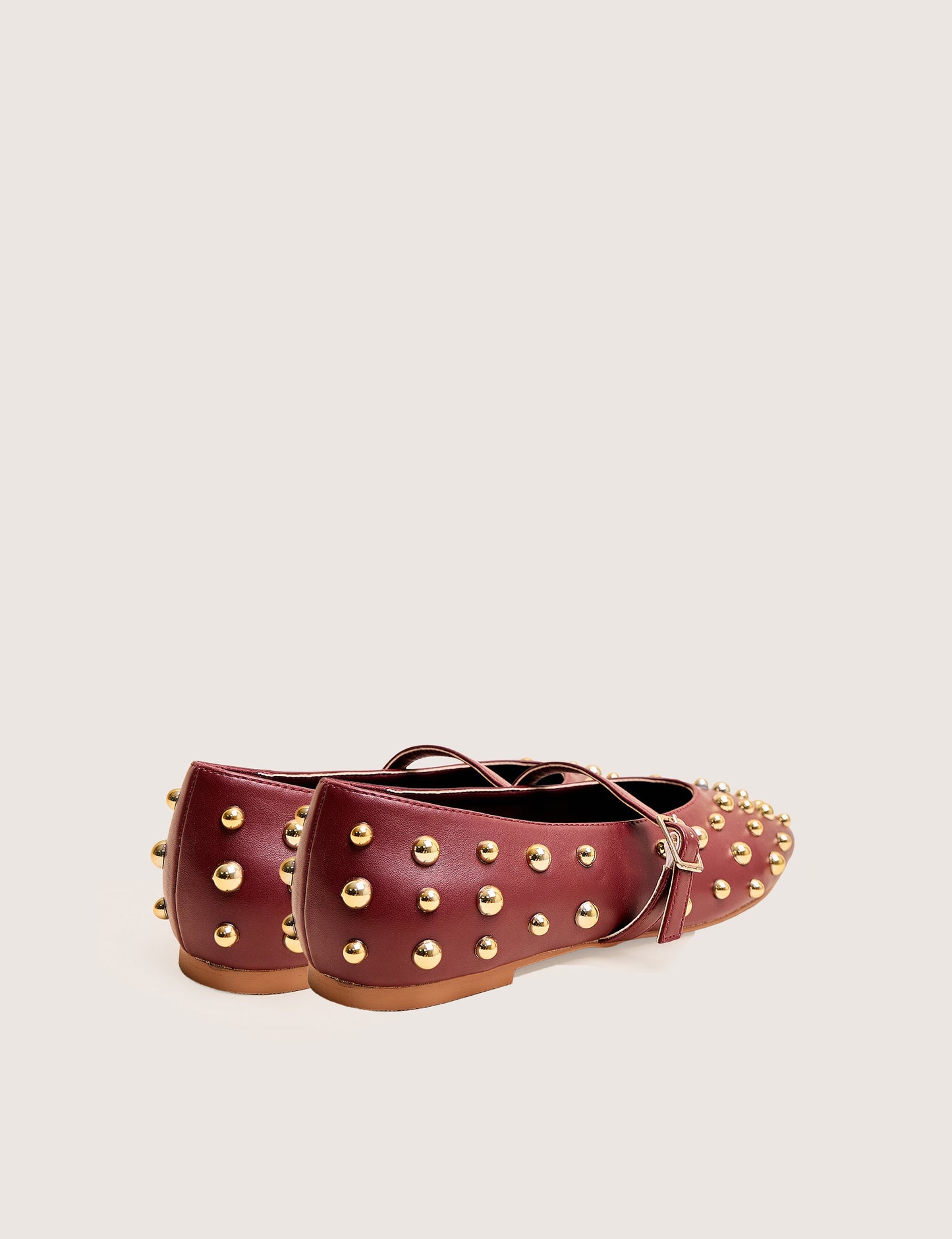 Elsie Burgundy Studded Ballerina Flats