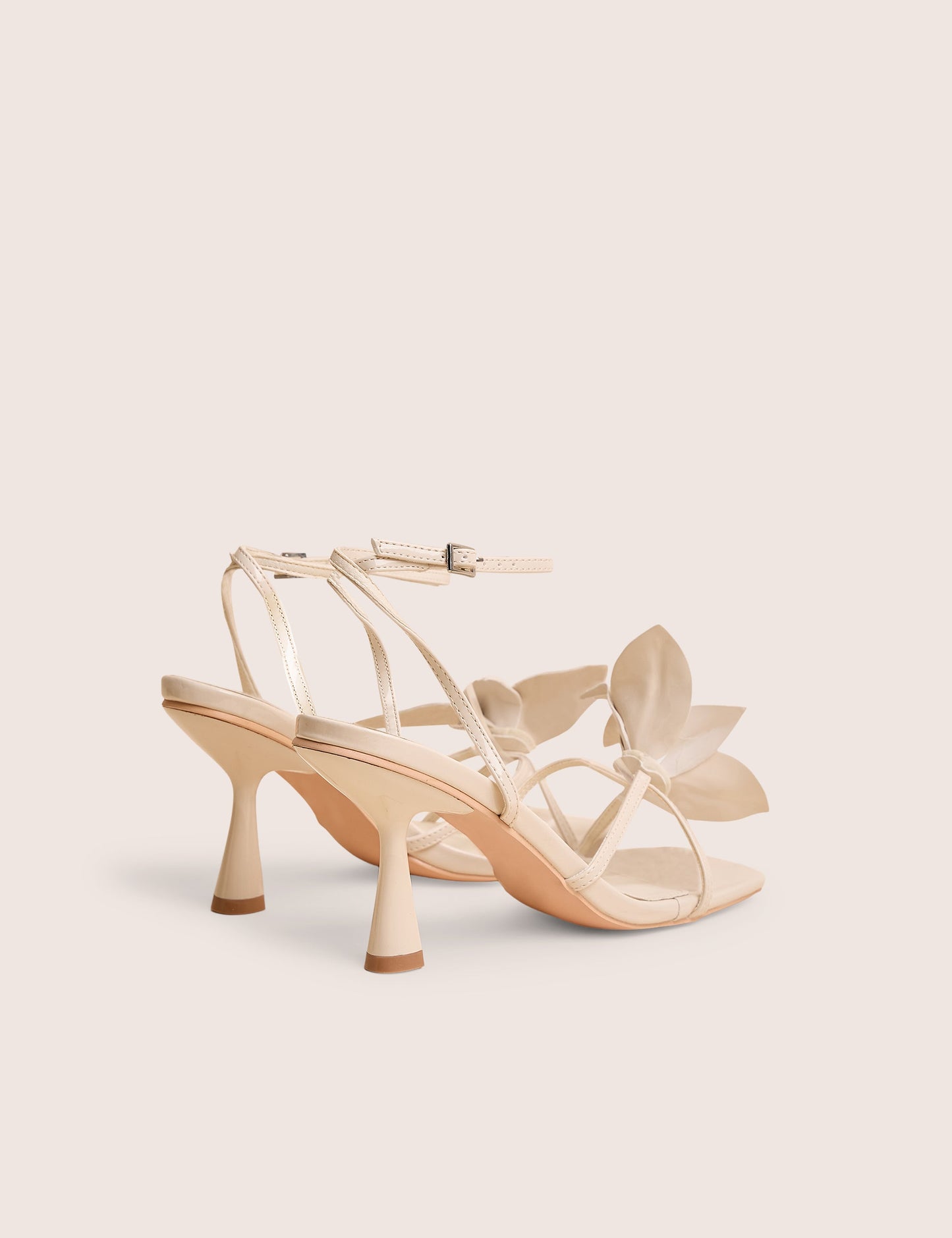 Hydrangea Wide Fit Stone Patent Flower Barely There Square Toe Mid Heels