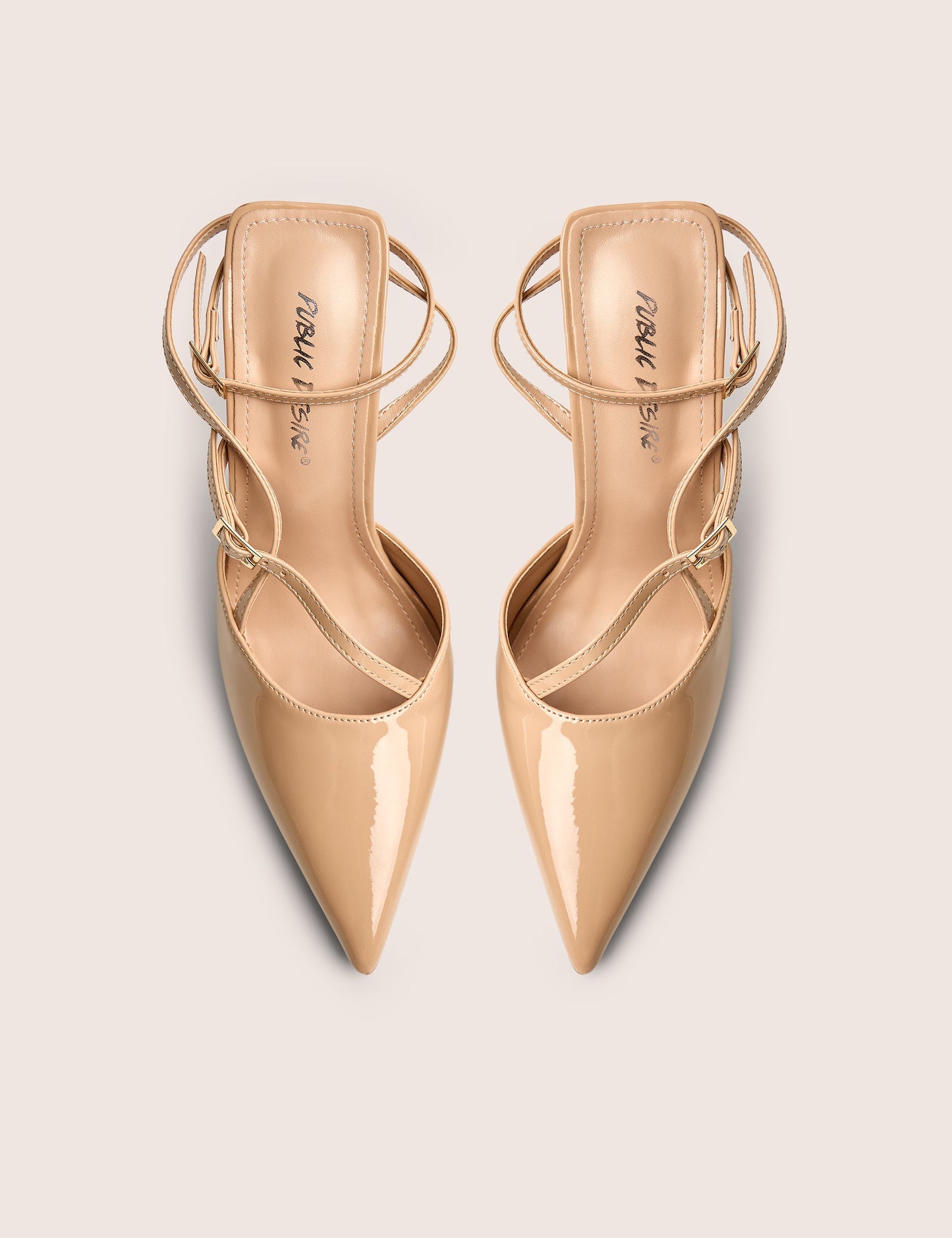 Idol Nude Patent Buckle Strappy Detail Stiletto Court High Heels