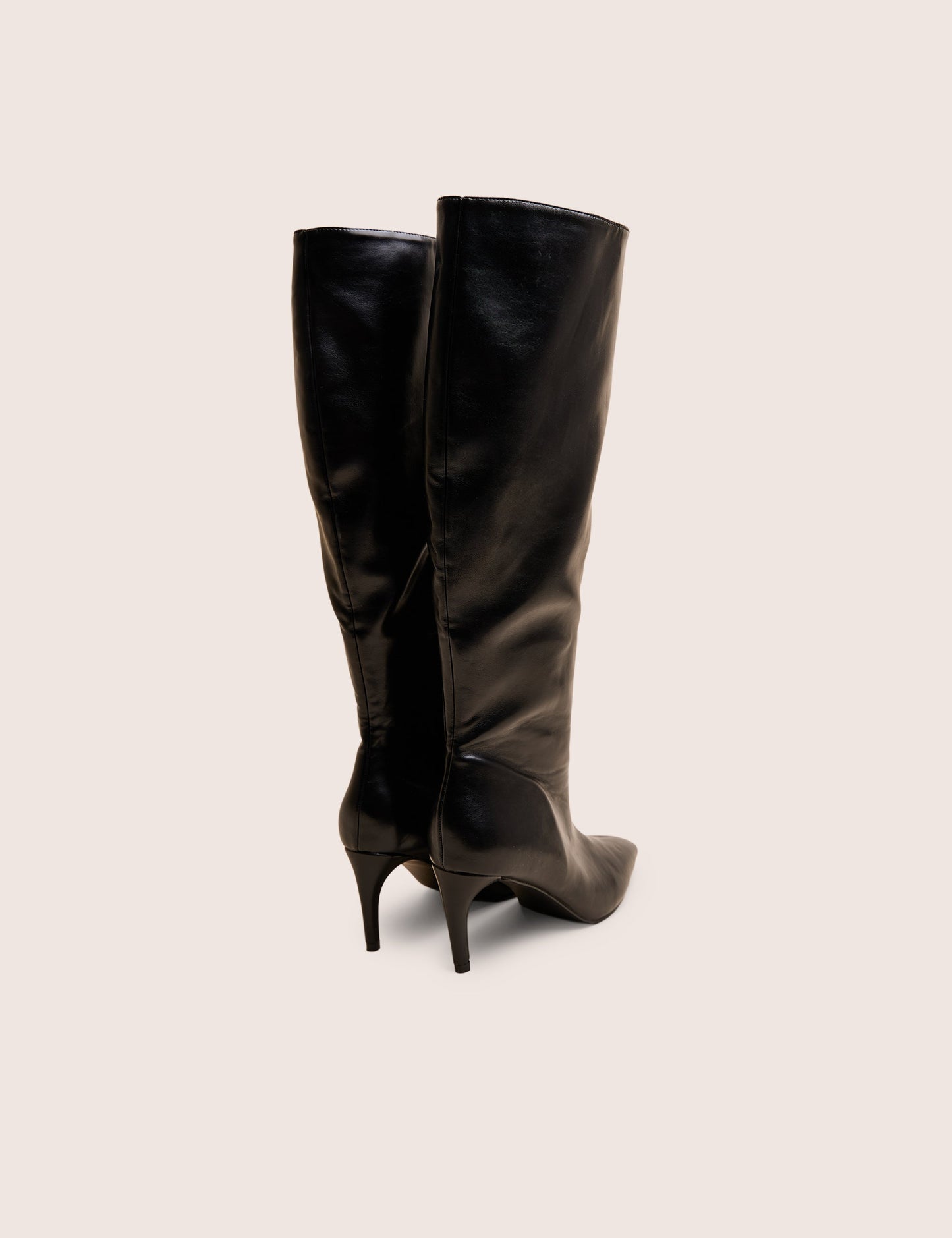Jenny Black Curved Heel Knee High Boots