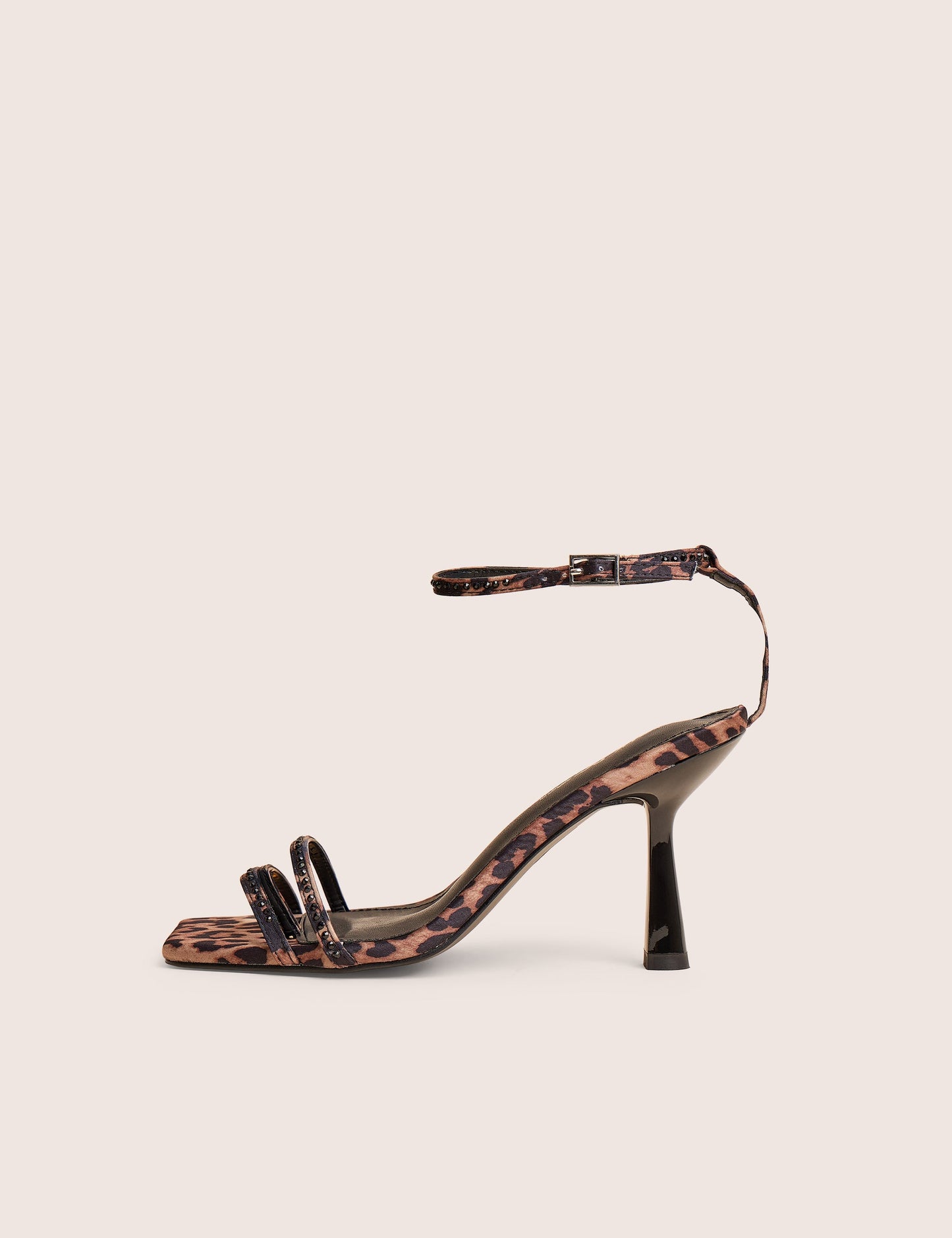 Jericho Leopard Toe Post Embellished Mid Heels