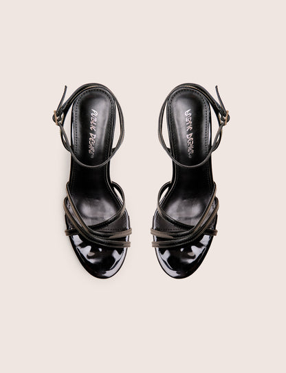 Juliette Black Minimal Strap Detail Kitten Heels