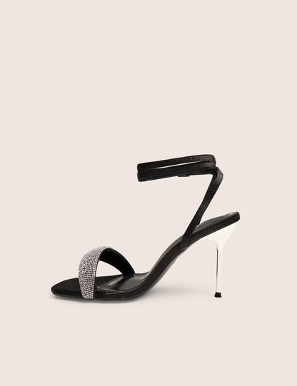 Kirsty Black Diamante Toe Detail High Heels