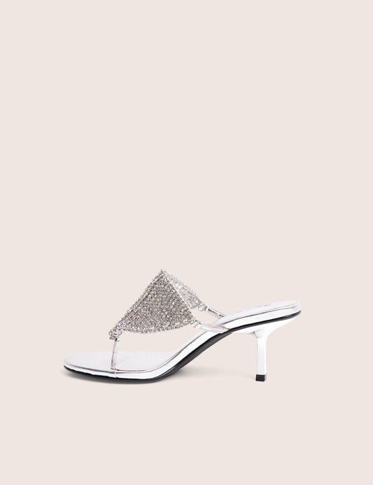 Mima Silver Diamante Embellished Kitten Heels