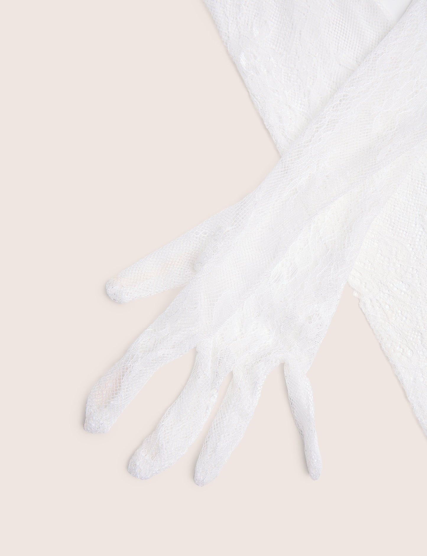 Long Sheer Lace Gloves White