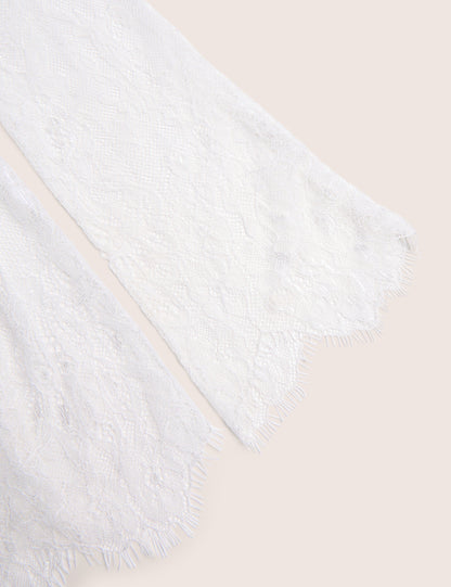 Long Sheer Lace Gloves White