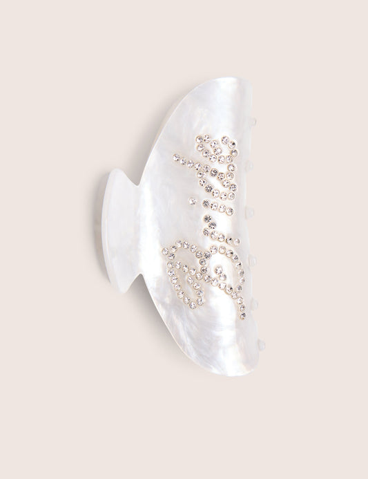 Bride Embellished Hair Claw Clip Pearl White
