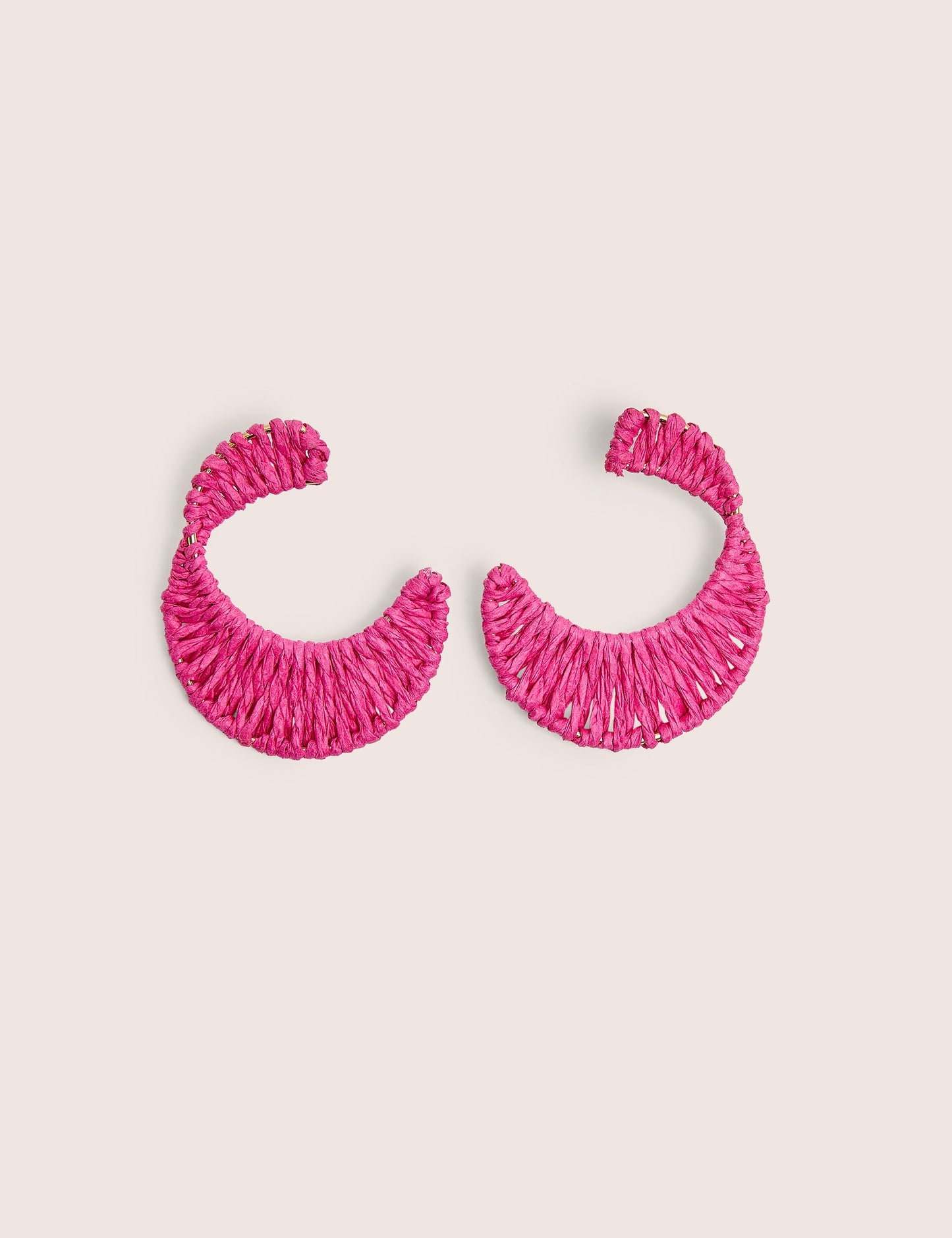 Woven Pink Hoop Earrings