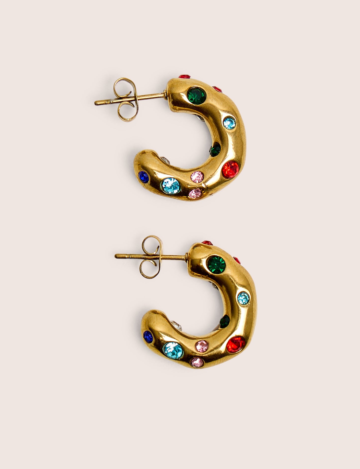 Public Desire Multi Coloured Diamante Hoop Earrings in Gold
