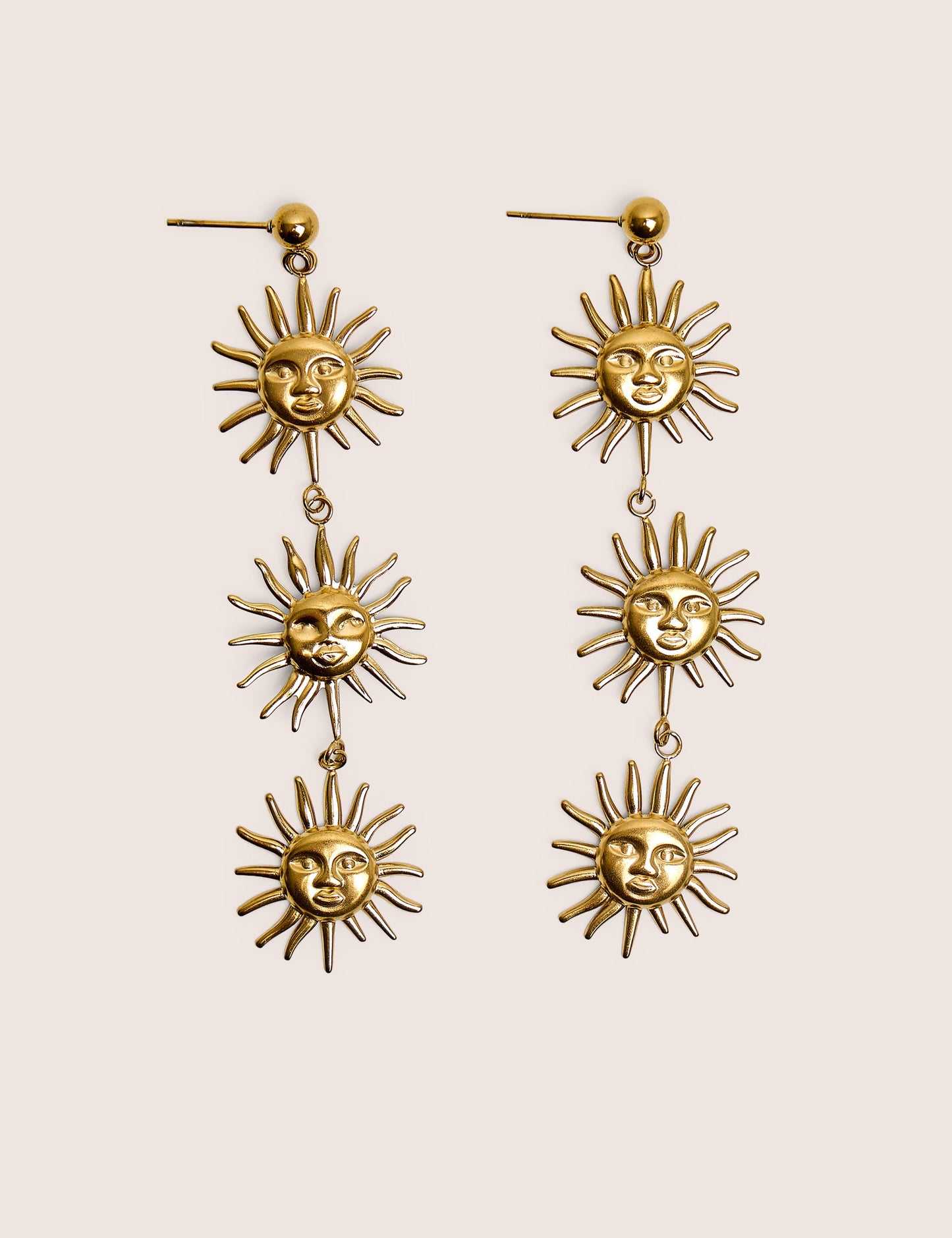 Triple Sun Drop Earrings in Gold