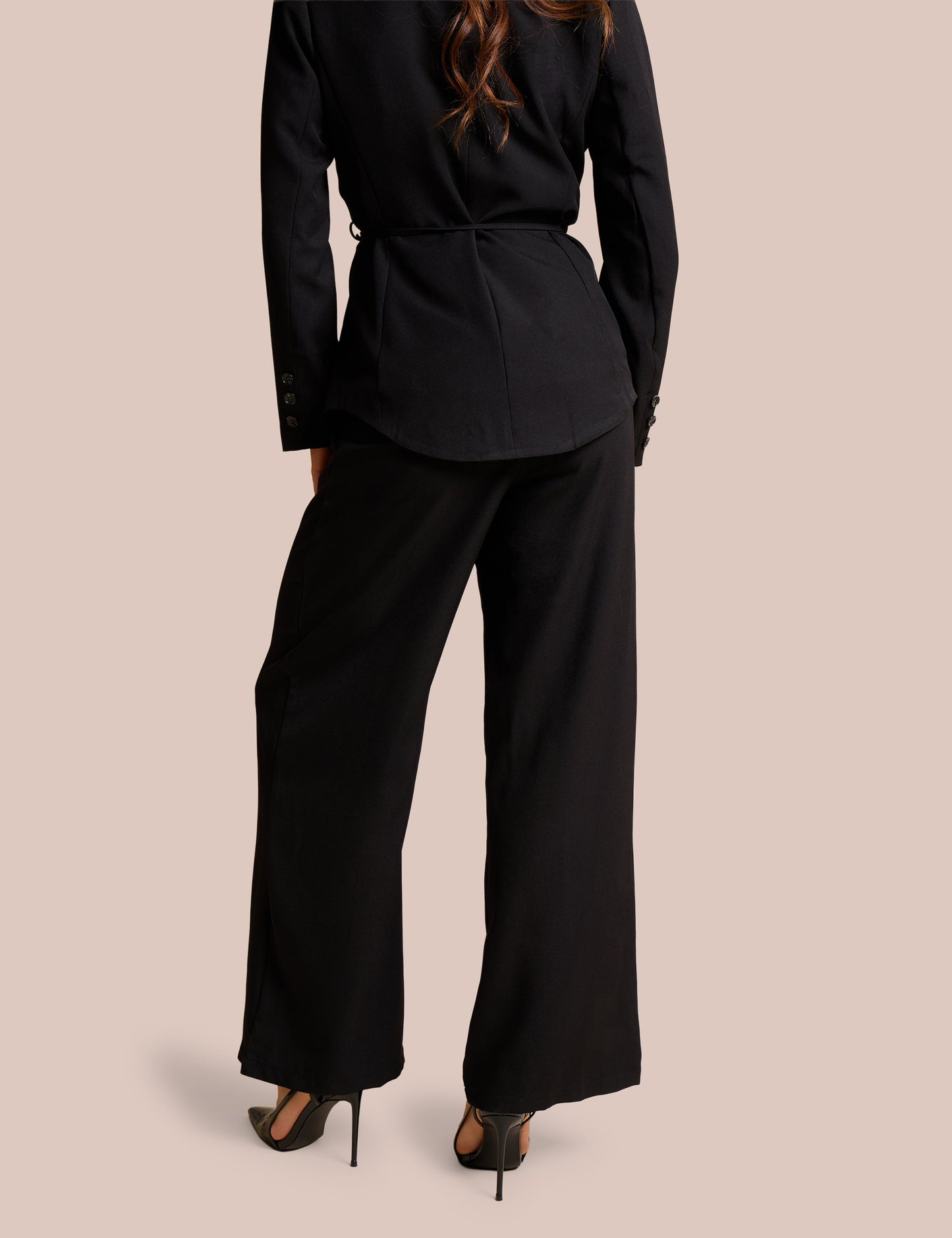 High Waist Tailored Wide Leg Trouser Black