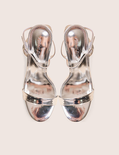 Soho Silver Metallic Barely There Strappy Stiletto Heels