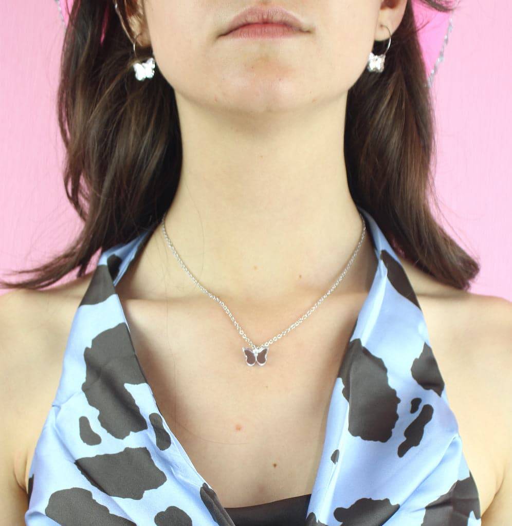 You're my Butterfly, Sugar Baby Necklace (Silver Mirror)