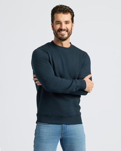 Navy Fleece French Terry Pullover Crew Neck