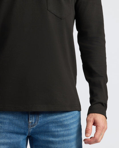 Black Heavyweight Long Sleeve Pocket Crew 4-Pack
