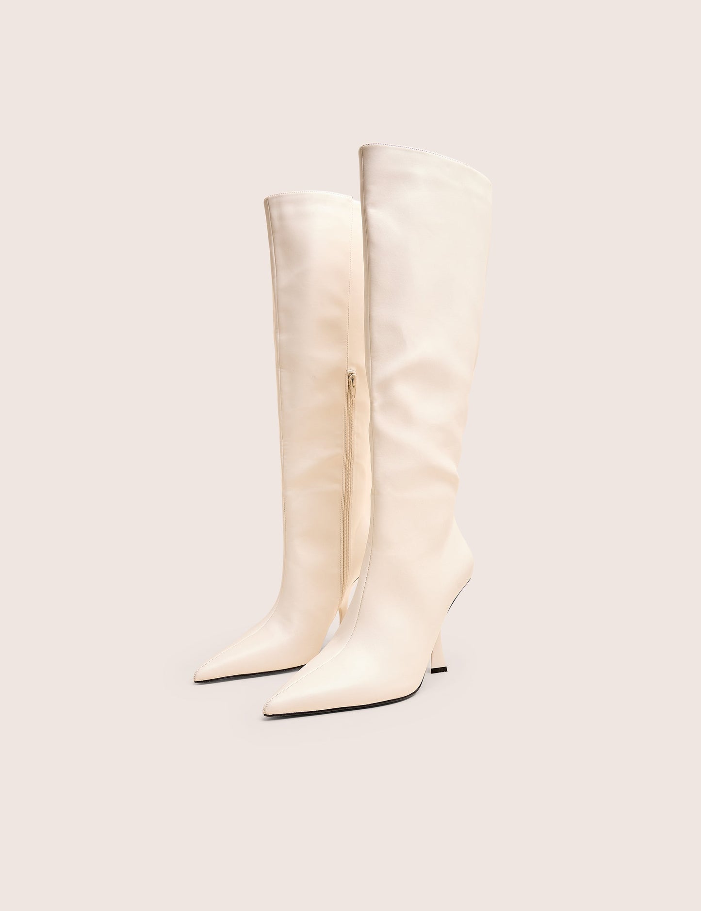 Third Date White Pointed Toe Knee High Boots