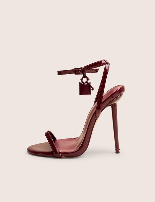 Ti Amo Burgundy Wide Fit Padlock Detail Barely Heels