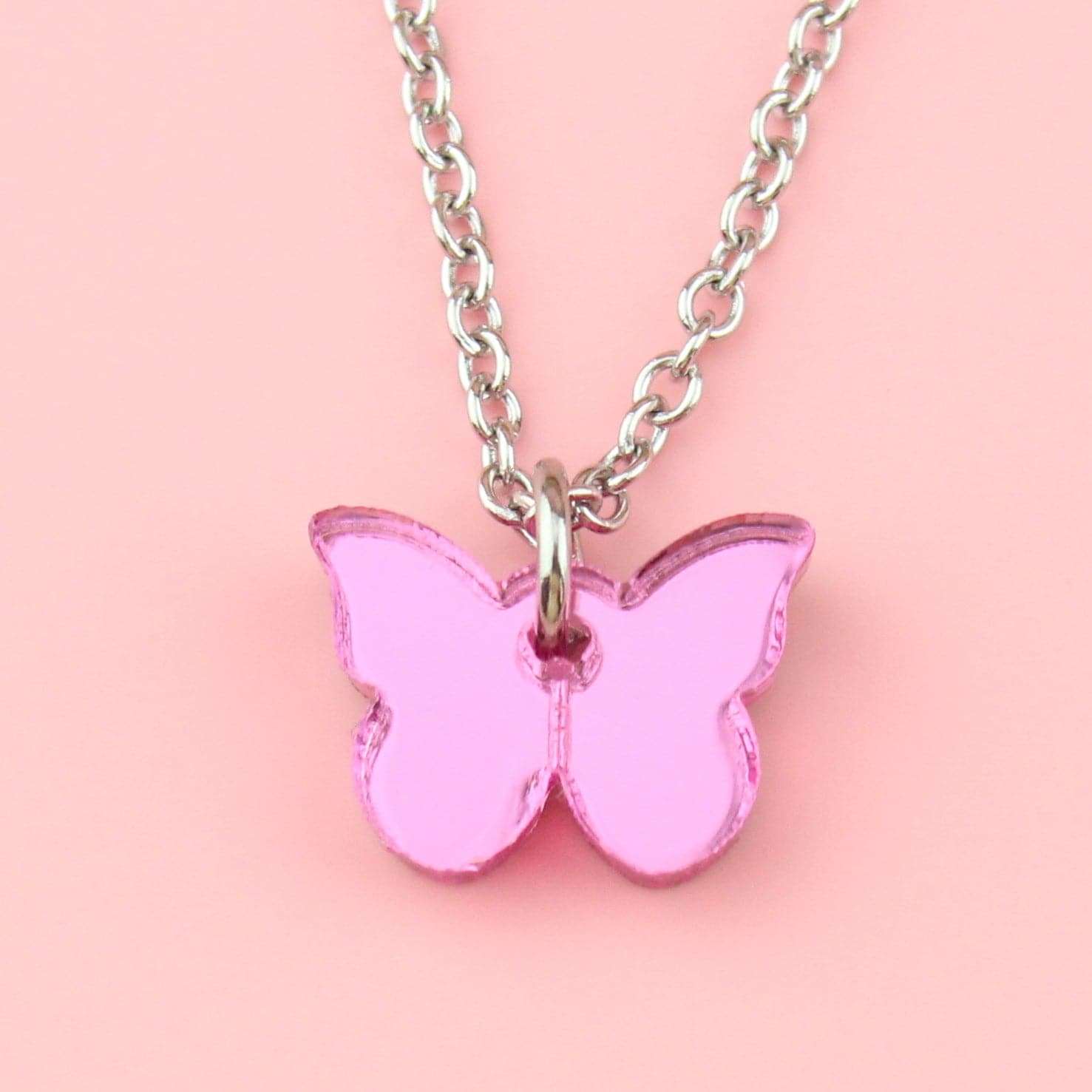 You're my Butterfly, Sugar Baby Necklace (Pink Mirror)