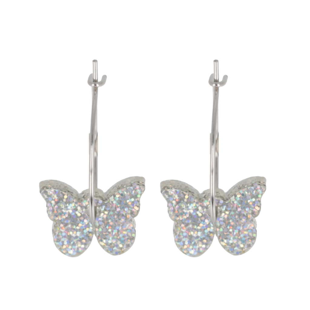 You're My Butterfly, Sugar Baby Hoop Earrings (Holographic Glitter)