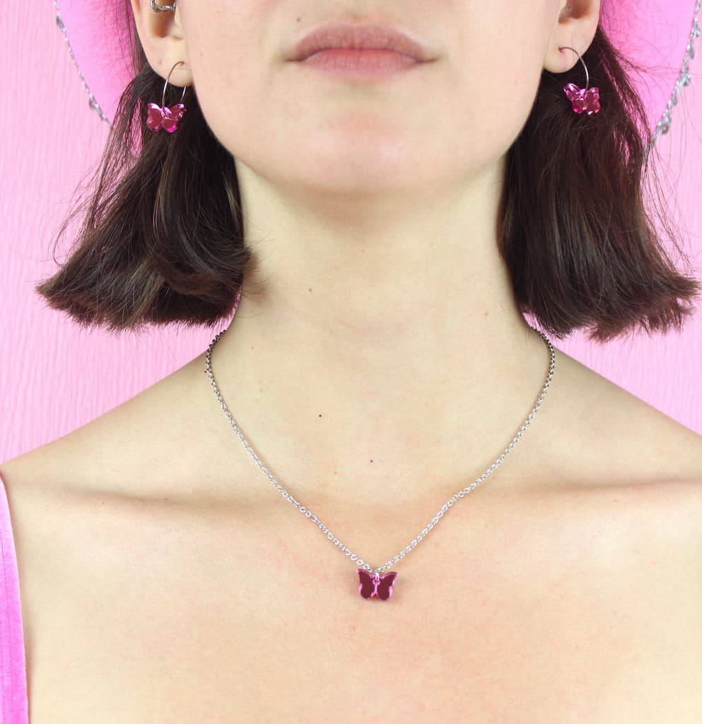 You're my Butterfly, Sugar Baby Necklace (Pink Mirror)